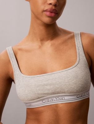 Бралетт Icon, хлопок, модал, в рубчик, в полоску — Calvin Klein, цвет: Серый меланжевый — фото 5