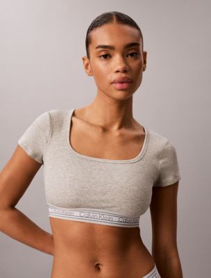 Бралетт Icon, хлопок, модал, в рубчик, в полоску — Calvin Klein, цвет: Серый меланжевый — фото 6