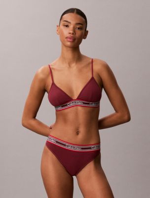 Бра Icon, хлопок, модал, в рубчик, в полоску — Calvin Klein, цвет: Красный — фото 2