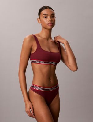 Бралетт Icon, хлопок, модал, в рубчик, в полоску — Calvin Klein, цвет: Красный — фото 3