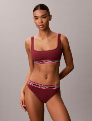 Бралетт Icon, хлопок, модал, в рубчик, в полоску — Calvin Klein, цвет: Красный — фото 5