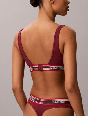 Бралетт Icon, хлопок, модал, в рубчик, в полоску — Calvin Klein, цвет: Красный — фото 6