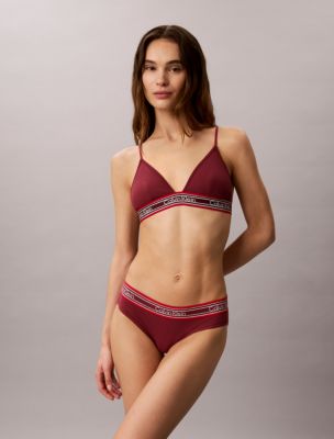 Трусы-бикини Icon, хлопок, модал, в рубчик, в полоску — Calvin Klein, цвет: Красный — фото 2
