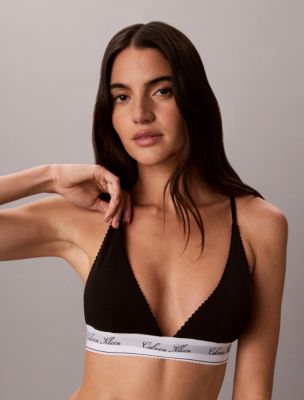 Icon Cotton Modal Script Triangle Bra, Black