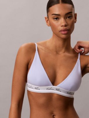 Icon Cotton Modal Script Triangle Bra, Amethyst Cream