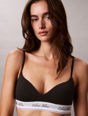 Icon Cotton Modal Script Bralette, Black
