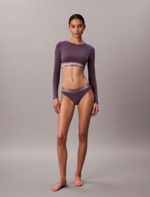 Icon Cotton Modal Metallic Bralette, Vintage Violet