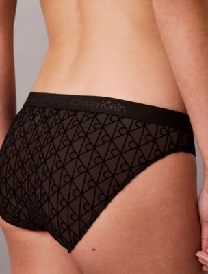 Трусы-бикини Emblem Flocked, сетка — Calvin Klein, цвет: Чёрный — фото 5
