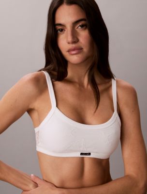 Icon Stretch Lace Lightly Lined Bralette, White