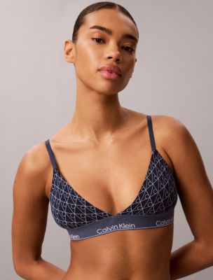 Icon Cotton Modal Lightly Lined Triangle Bralette, Denim Emblem Pageant Blue