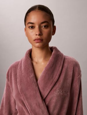 Халат Fluffy, вышивка, с логотипом — Calvin Klein, цвет: Фиолетовый — фото 4