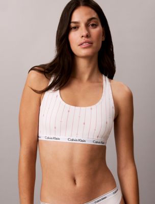 Carousel Cotton Stretch Lightly Lined Bralette, Signature Wrap White