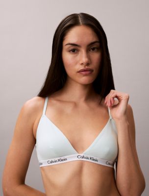 Carousel Rib Lightly Lined Triangle Bra, Blue Glass