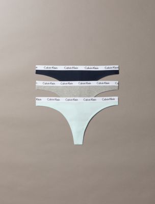 Carousel Cotton Stretch Rib 3-Pack Thong, Blue Glass Multi