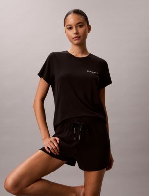 Viscose Cotton Blend Tee and Shorts Set, Black Top/Pant