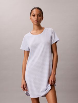 Viscose Cotton Blend Night Shirt, Core Logo Medium Halogen Blue