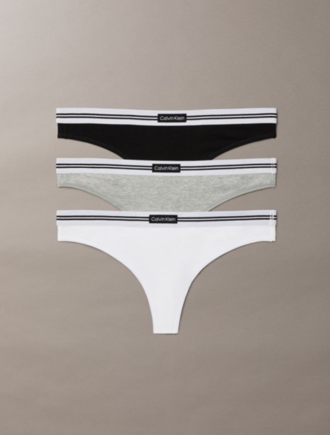 Calvin Klein Cotton Stretch Jacquard Logo Patch 3-Pack Thong