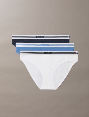 Cotton Stretch Jacquard Logo Patch 3-Pack Bikini, Speakeasy / Iriscope / White