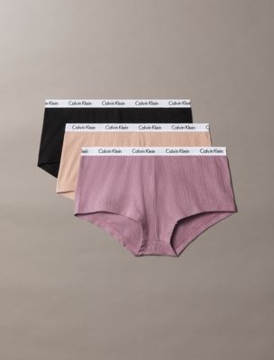 Carousel Cotton Stretch Pointelle 3-Pack Boyshort, Black / Cedar / Varick Violet