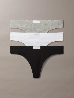 Classic Comfort Cozy Waffle 3-Pack Thong, Black/ White/ Grey Heather