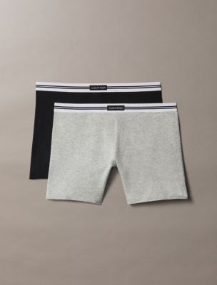 Cotton Stretch Jacquard Logo Patch 2-Pack Boyshort, Grey Heather/Black