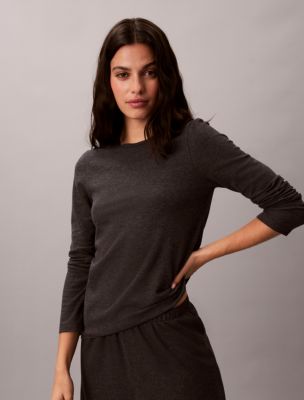 Classic Comfort Cozy Waffle Sleep Top, Charcoal Heather