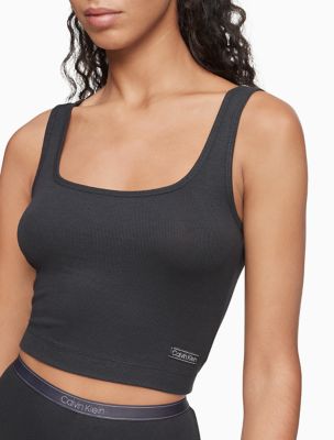 Pure Ribbed Sleep Tank Top, Black