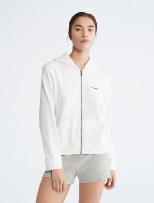 Icon Cotton Modal Lounge Full Zip Hoodie, Classic White