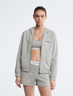 Icon Cotton Modal Lounge Full Zip Hoodie, Grey Heather