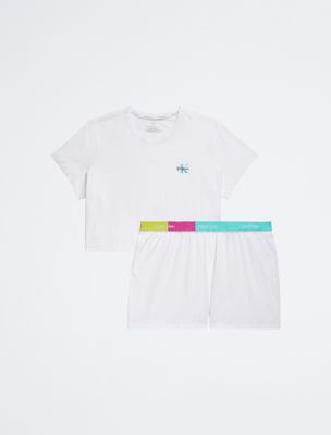 Pride This Is Love Plus Size Sleep T-Shirt + Shorts Set, White