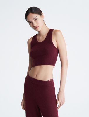 Sweater Lounge Plush Tank Top, Tawny Port