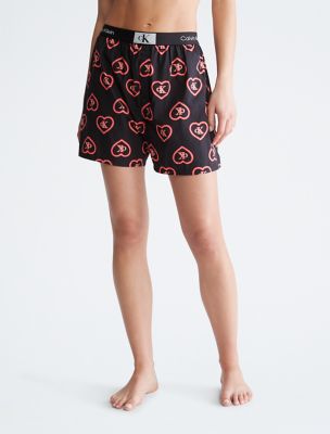Calvin Klein 1996 V-Day Lounge Boxer, Black / Neon Hearts