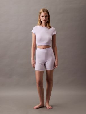 Cotton Stretch Rib Bike Shorts, Lilac Quartz