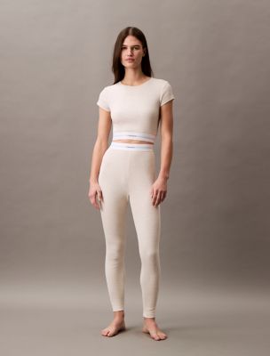 Cotton Stretch Rib Leggings, Oatmeal Heather