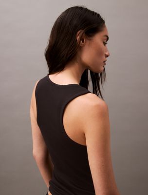Женский топ Calvin Klein Cotton Stretch Rib Tank Top, цвет: Чёрный — фото 2