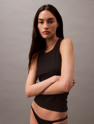 Женский топ Calvin Klein Cotton Stretch Rib Tank Top, цвет: Чёрный — фото 5