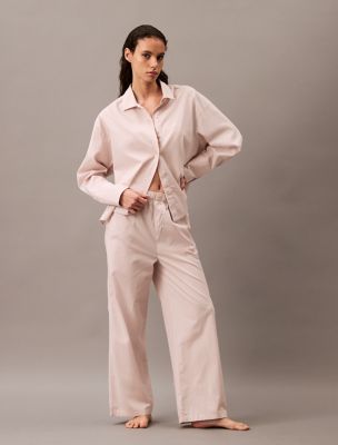 Cotton Poplin Wide Leg Pants, Steady Stripe