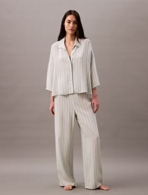 Woven Viscose Sleep Pants, Judd Light Stripe Sky Grey