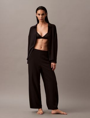 Woven Viscose Sleep Pants, Black