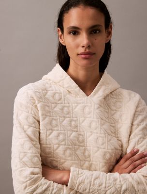Terry Lounge Quilted Hoodie, Ivory