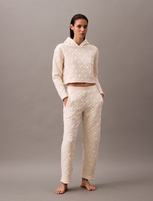 Terry Lounge Quilted Joggers, ivory