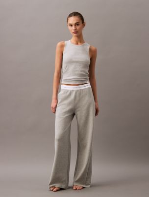 Terry Lounge Wide Leg Pants, Grey Heather