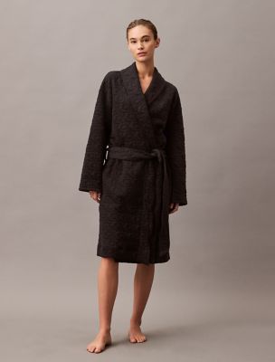 Terry Lounge Quilted Jacquard Robe, Black