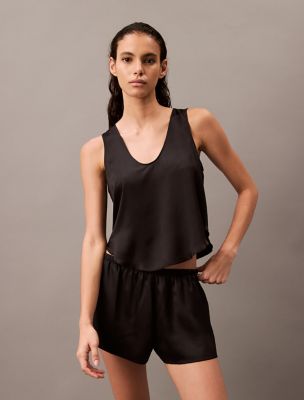 Satin Tank Top, Black