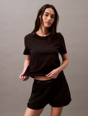 Terry Lounge Crewneck Sleep T-Shirt, Black