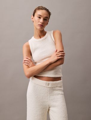 Plush Sweater Sleep Tank Top, Ivory