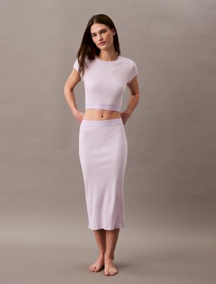 Cotton Stretch Rib Cropped Tee | Calvin Klein