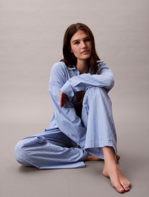 Cotton Poplin Logo Waistband Pants, Frozen Fjord Trail Stripe