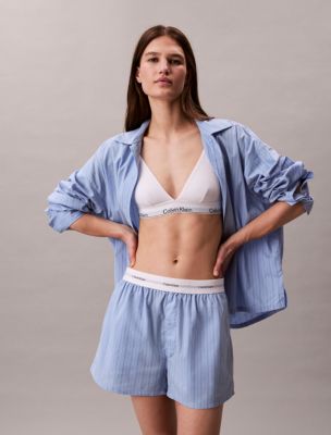 Cotton Poplin Lounge Shorts, Frozen Fjord