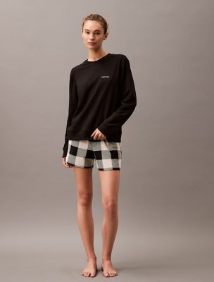 Modern Cotton Holiday Sleep Shorts, Buffalo Check Black / Oatmeal